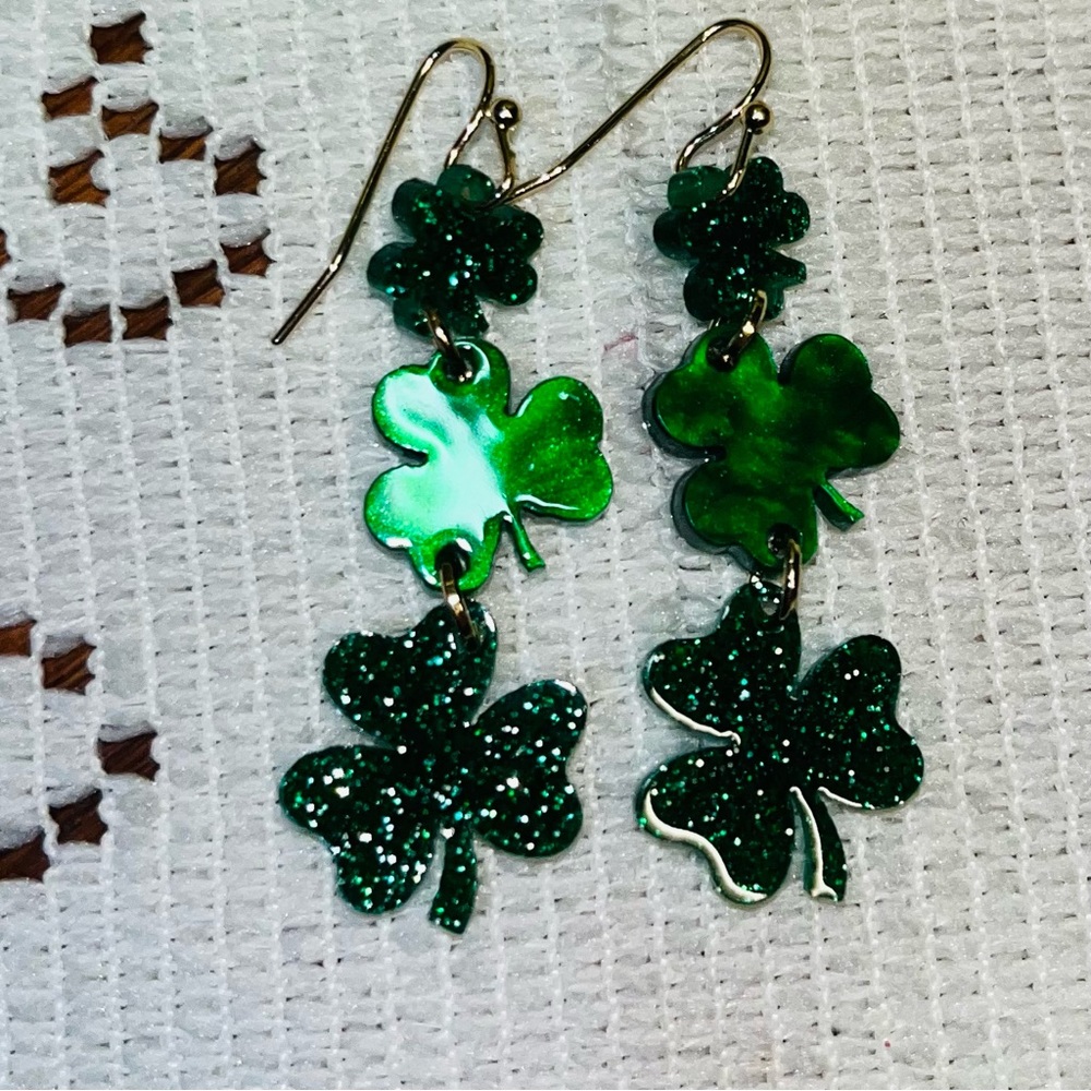 Shamrock Green Resin Earrings